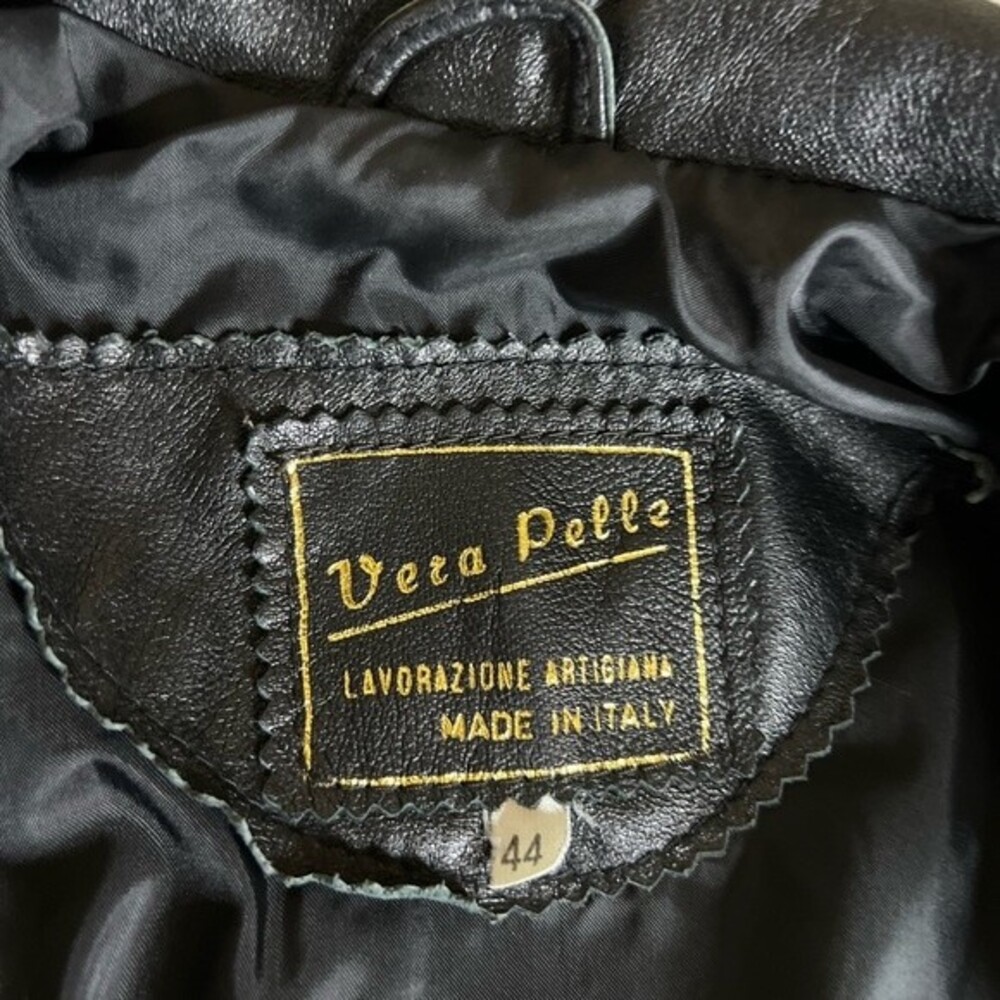 Vera Pelle Italian Black Leather Jacket Size 44/12 - Picture 5 of 16